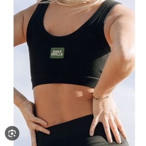 Daily Drills Logo Ribbed Sports Bra